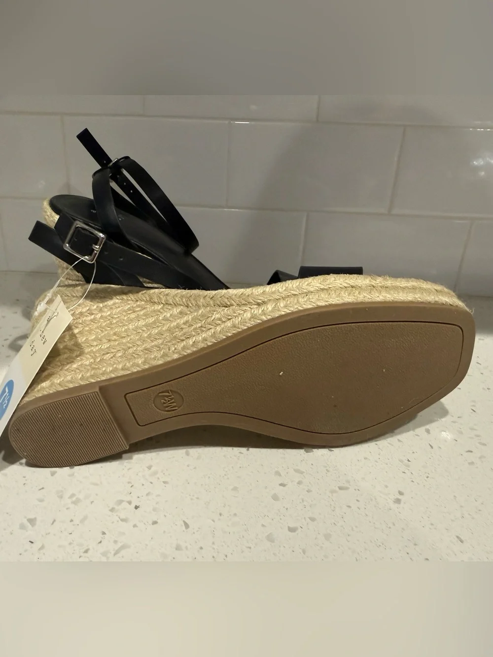 Black Espadrille Wedge Sandals with Ankle Strap - A New Day